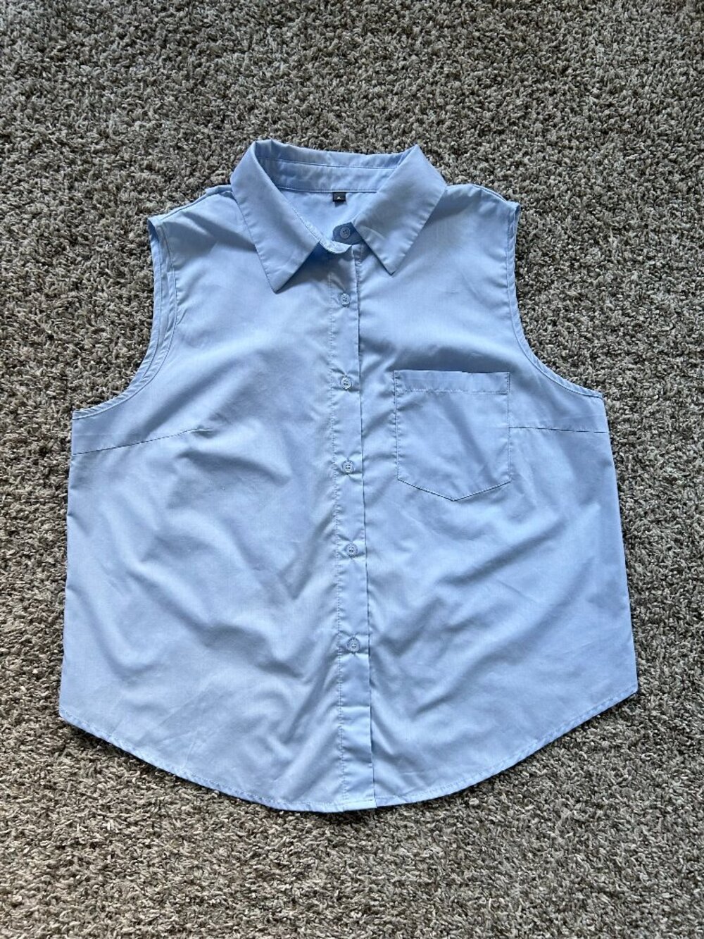 Light Blue Sleeveless Button Up Top